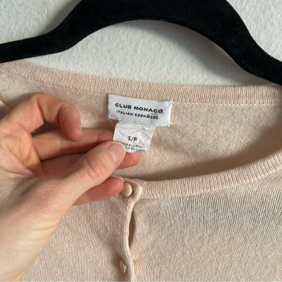 Club Monaco Sz S Italian Cashmere Blush Pink Feminine Coquette Cardigan Sweater - Picture 4 of 11